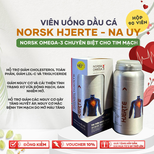 Viên uống dầu cá Norsk Hjerte (Norsk Omega-3 chuyên biệt cho tim mạch) Hộp 90 viên