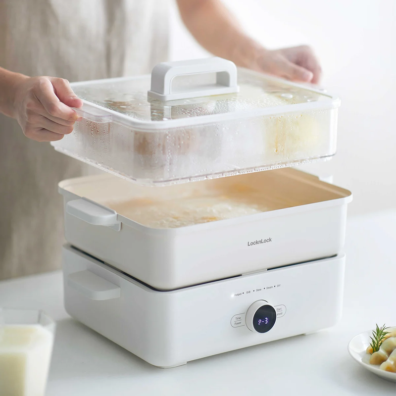 Nồi Lẩu Đa Năng Locknlock Bianco Electric Multicooker 4.5L, 220V, 50Hz, 1500W - Màu Ngà - EJP154IVY