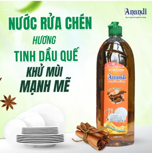 Nước rửa chén bát ANANDI dung tích  400ml An toàn cho da hương Quế gốc tự nhiên