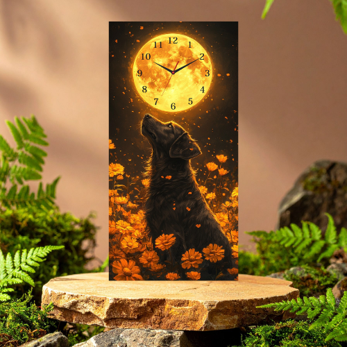 Tranh đồng hồ 12 con giáp kích thước 30x60cm vọng nguyệt (tuổi dần)