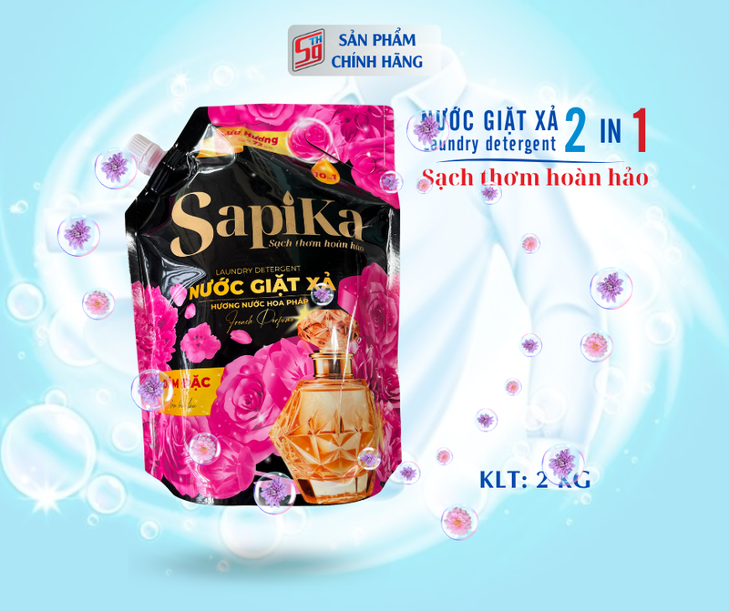 Nước giặt xả SapiKa 2 kg, hương nước hóa