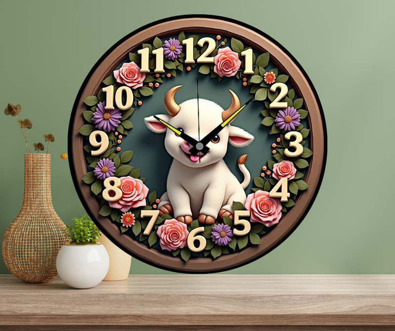 Đồng hồ treo tường trang trí 12 con giáp mẫu dễ thương ( tuổi thìn)