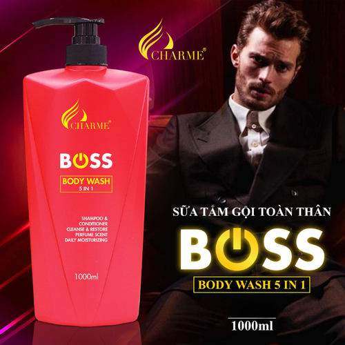 Sữa Tắm Gội Toàn Thân 5IN1 CHARME BOSS BODY WASH Đỏ 1000ml Nam Tính Mạnh Mẽ