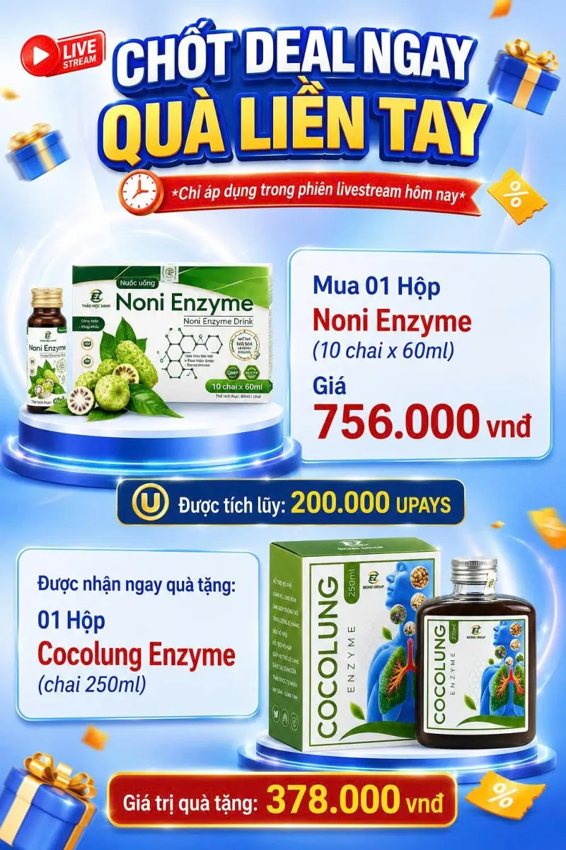 MUA 1 HỘP NONI ENZYME TẶNG NGAY 1 HỘP COCOLUNG ENZYME