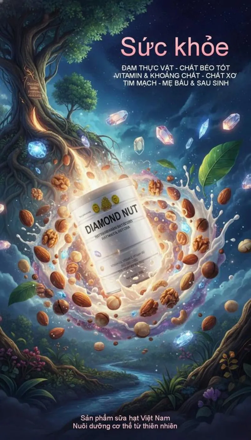 Sữa Diamond Nut Lon 800g - Sữa Hạt Dinh Dưỡng Từ Hạnh Nhân, Óc Chó, Macca, Chia, Tốt Cho Sức Khỏe