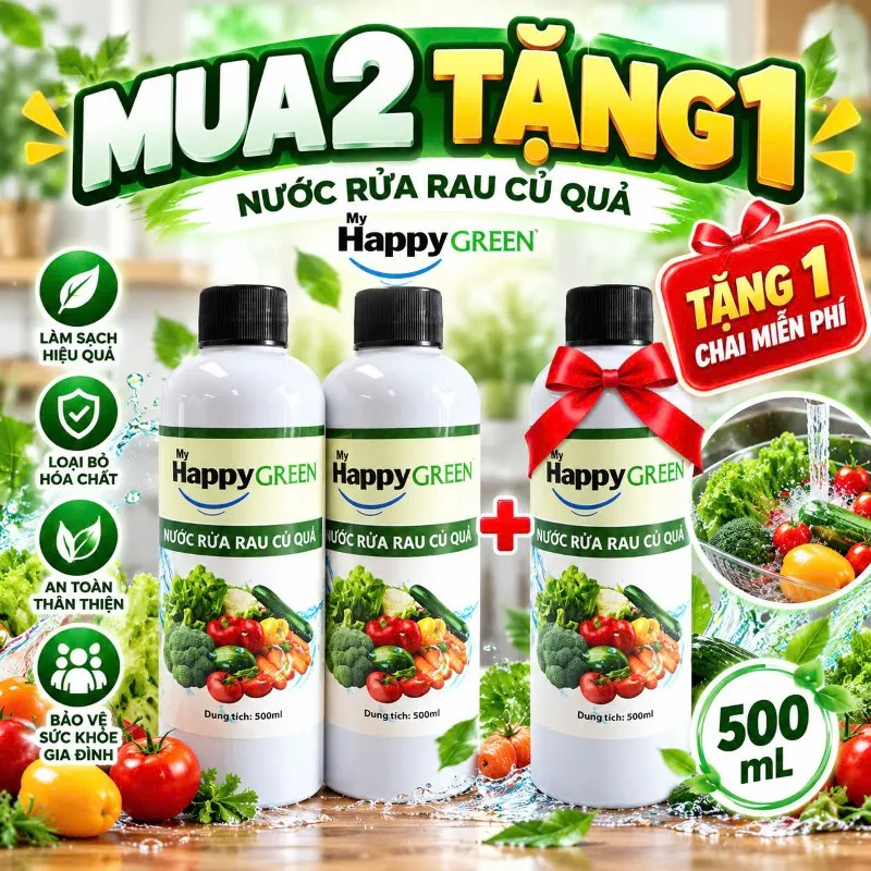 Mua 2 tặng 1 ( NƯớc Rửa Rau Củ Quả - Happy Green )