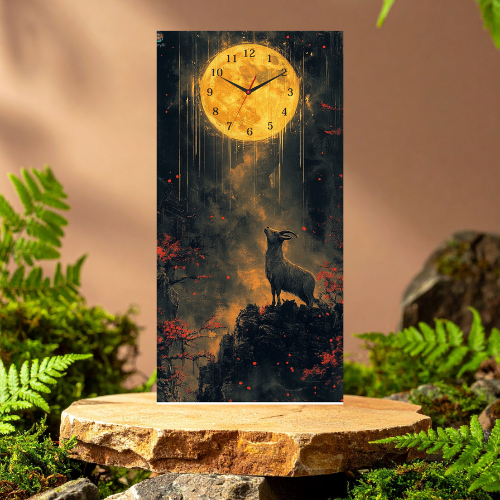 Tranh đồng hồ 12 con giáp kích thước 30x60cm vọng nguyệt (tuổi dần)