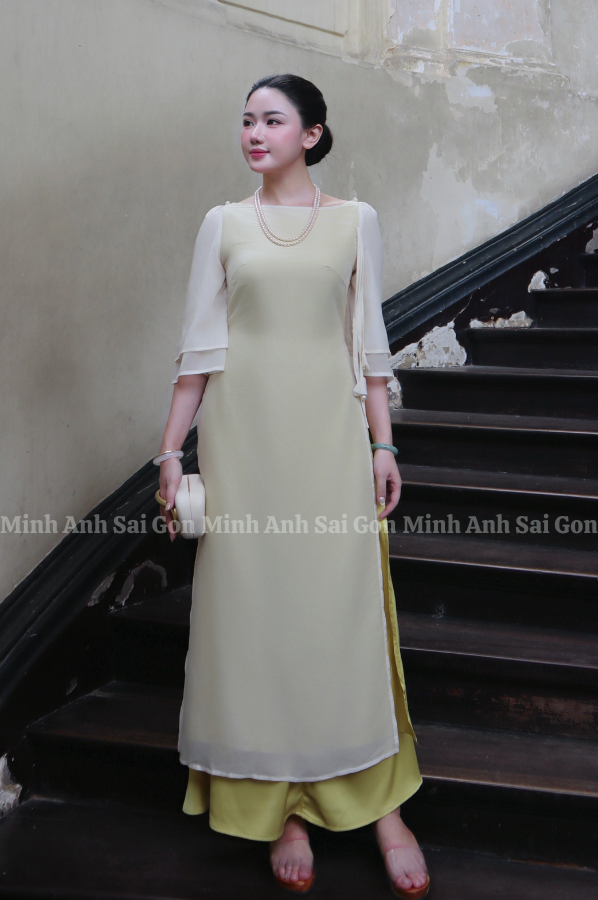 ÁO DÀI TƯỞNG VÂN MINH ANH SÀI GÒN 090825 - ÁO DÀI CỔ THUYỀN NHẸ NHÀNG, TRANG NHÃ