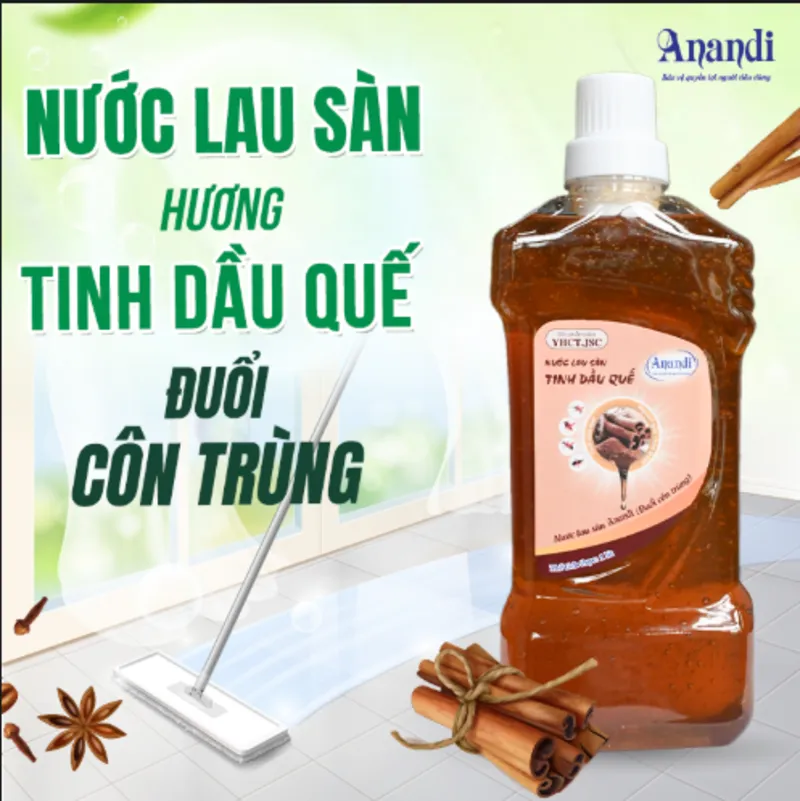 Nước Lau Sàn Anandi 1L Làm Sạch Hiệu Quả, Kháng Khuẩn Tối Ưu Hương  Quế