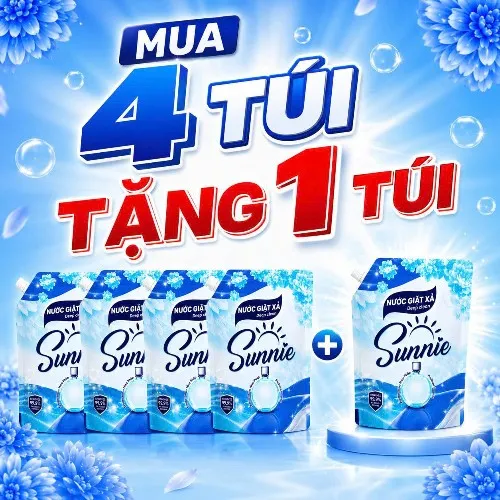 MUA  4 TẶNG 1 - NƯỚC GIẶT XẢ SUNNIE DEEP CLEAN 2 IN 1(3,4KG)