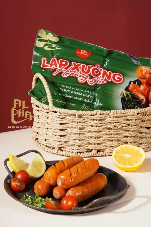 Combo 10 gói Lạp Xưởng Nướng Đá Hoàng Gia ( tặng kèm bột ớt khoái khẩu )