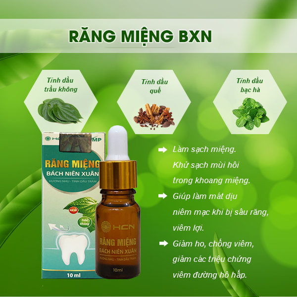 TINH DẦU CHĂM SÓC RĂNG MIỆNG BÁCH NIÊN XUÂN 10ml