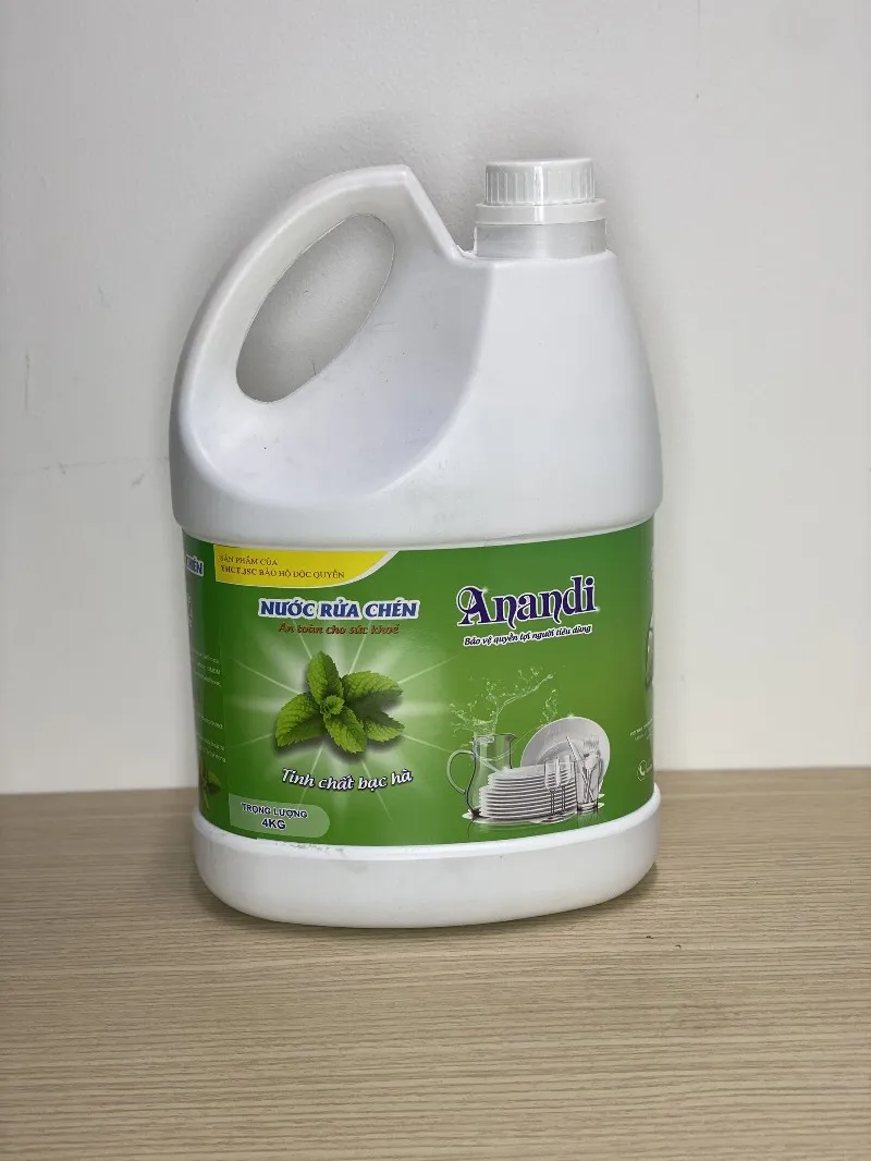 Nước rửa chén Anandi can 4kg Gốc thực vật tự nhiên - bạc hà