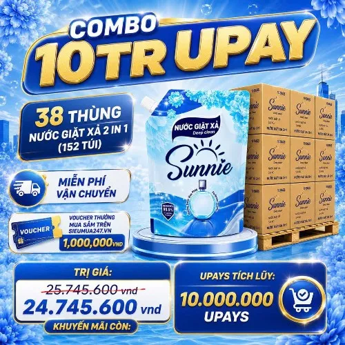 [ĐẶT TRƯỚC ] FREESHIP TỐI ĐA 1 TRIỆU- COMBO 38 THÙNG NƯỚC GIẶT XẢ SUNNIE DEEP CLEAN 2IN1 ( 3,4 KG) - GIAO HÀNG TỪ NGÀY 15-07